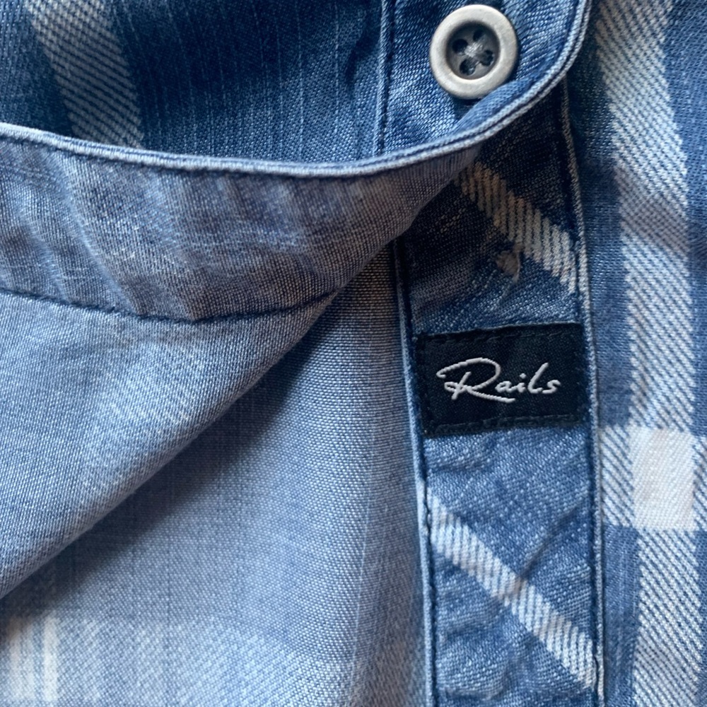 Rails Hunter Plaid Checkered Blue Button Down Shi… - image 5